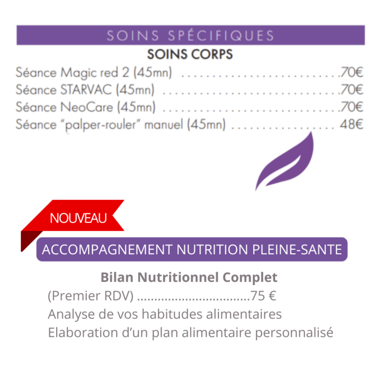 tarifs - soins minceur - corps - montarnaud